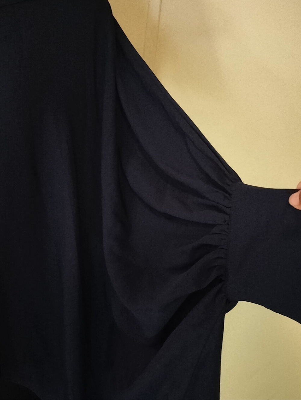 Gracia Navy Draped V-Neck Blouse - Picture 3 of 5